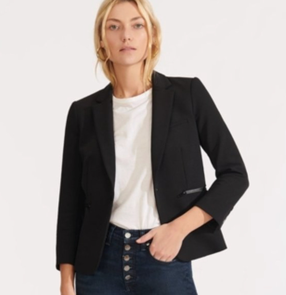 Veronica Beard 4 Core Schoolboy $645 Scuba Blazer Dickey Jacket Fitted Black NWT